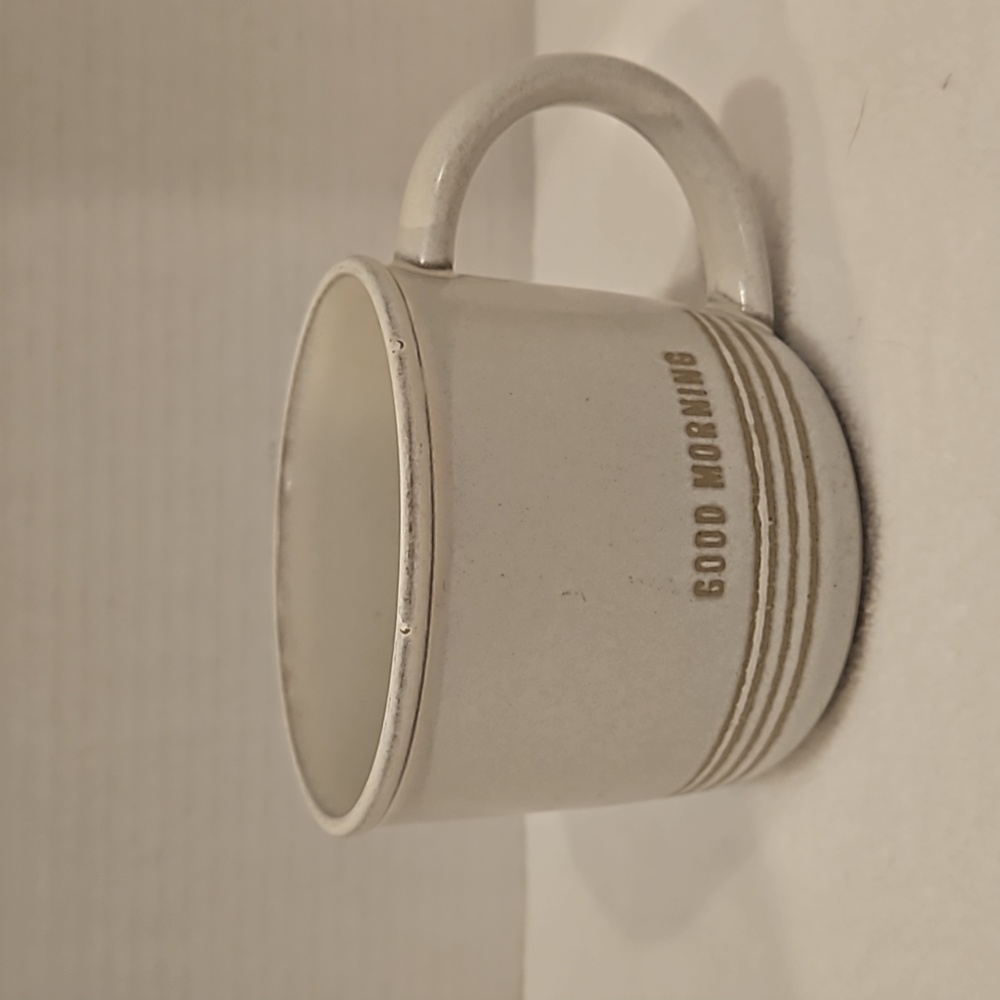 Hearth & Hand With Magnolia Cream Tan Coffee Tea Mug Inscribed "Good Morning"